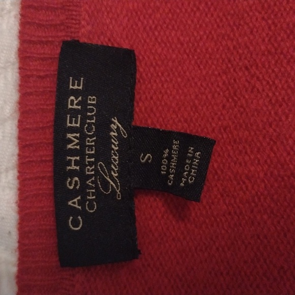 Charter Club Red V Neck Cashmere Sweater - Picture 3 of 3